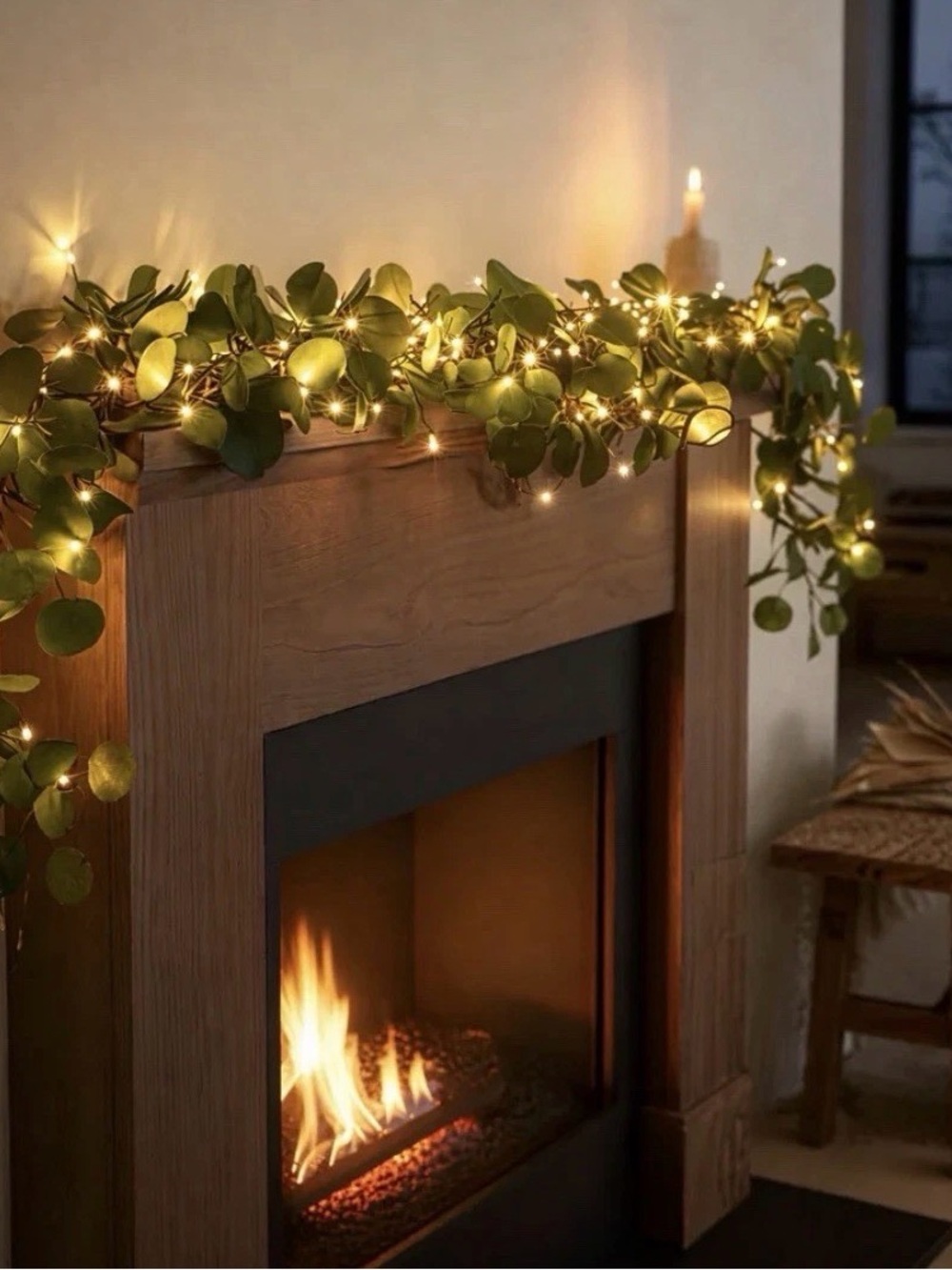 Green Eucalyptus Garland with Warm White LED Lights Holiday or Not - Picture 5 of 9